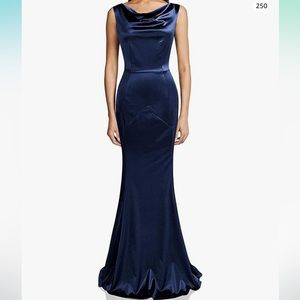 Navy Blue Satin Gown